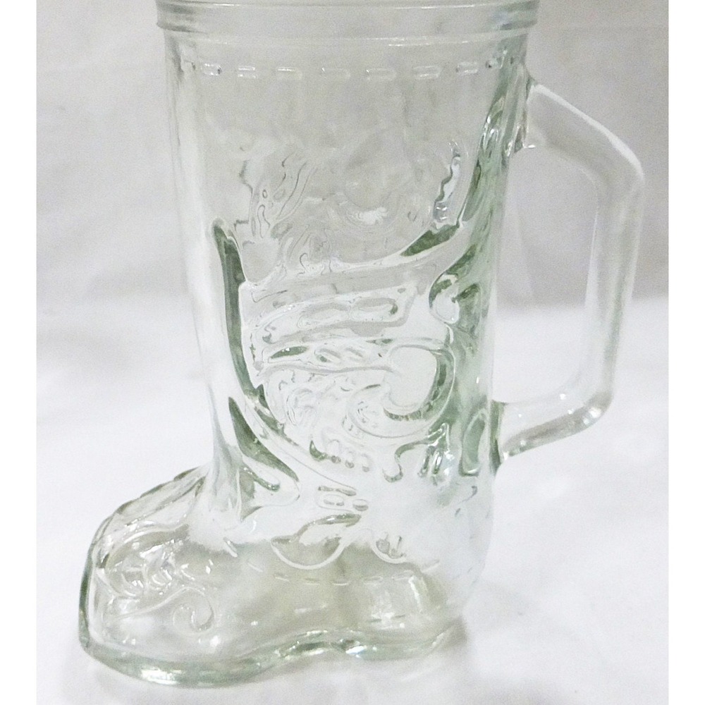 Vtg cowboy glass boot beer steins mugs men cave barware set of 4 western rugged